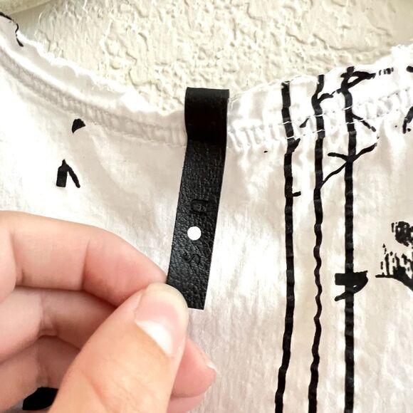 Serie Numérica Cotton Textured Printed V-Neck Tank Top Raw Hem Made In Italy - Picture 7 of 11